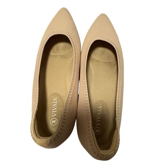 Vivaia size 7.5 (38.5) pointed toe flats cream ivory washable - EUC - Picture 4 of 8